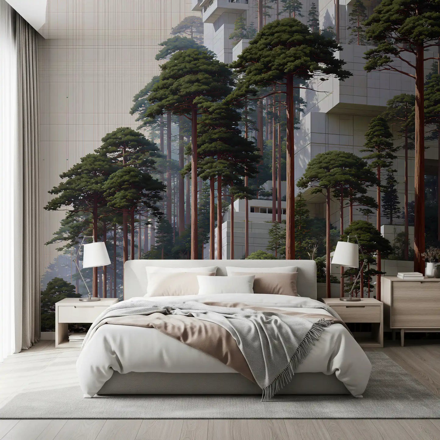 Geometric Pine Grove Habitat Wall Mural