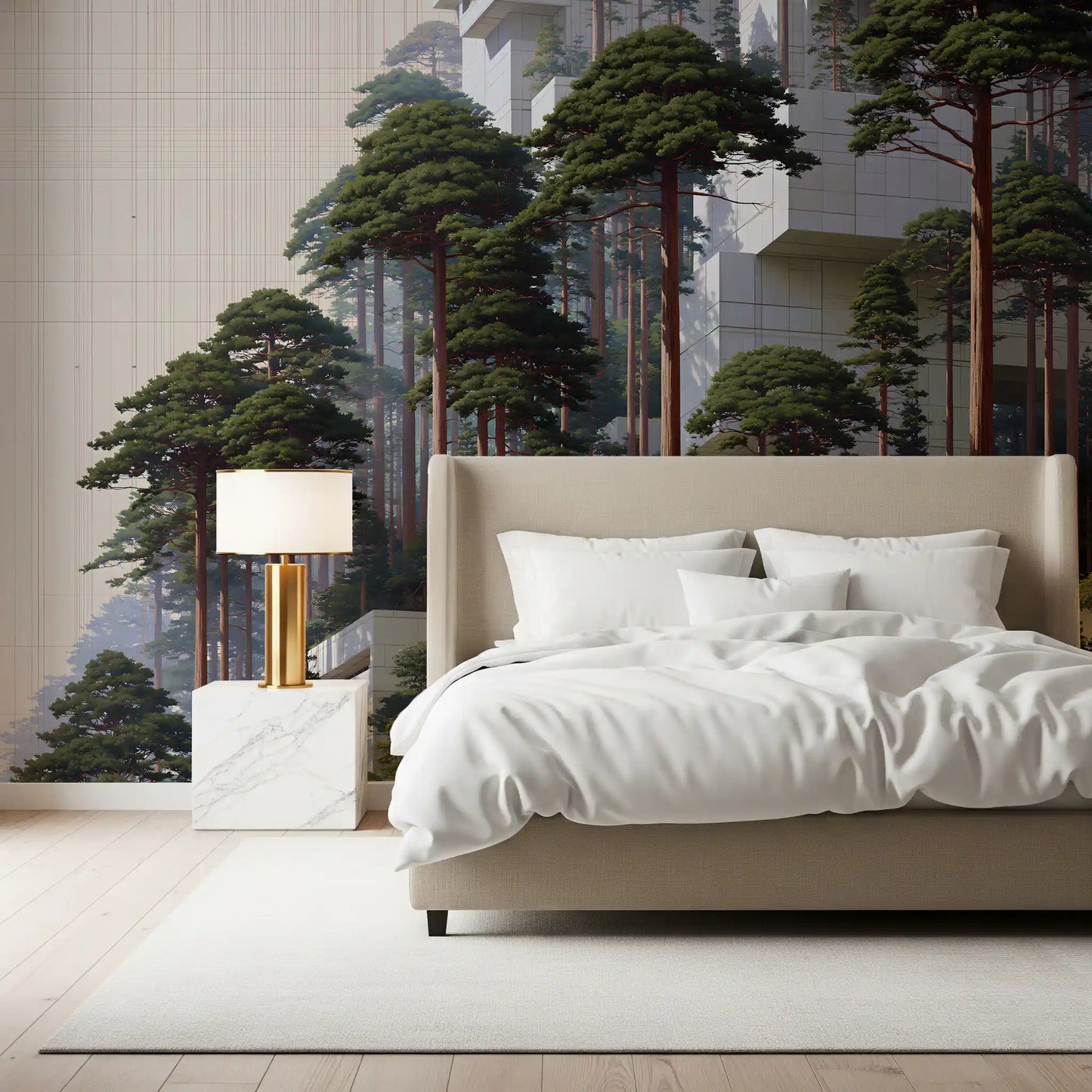 Geometric Pine Grove Habitat Wall Mural