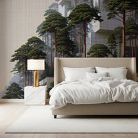 Geometric Pine Grove Habitat Wall Mural