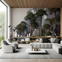 Geometric Pine Grove Habitat Wall Mural