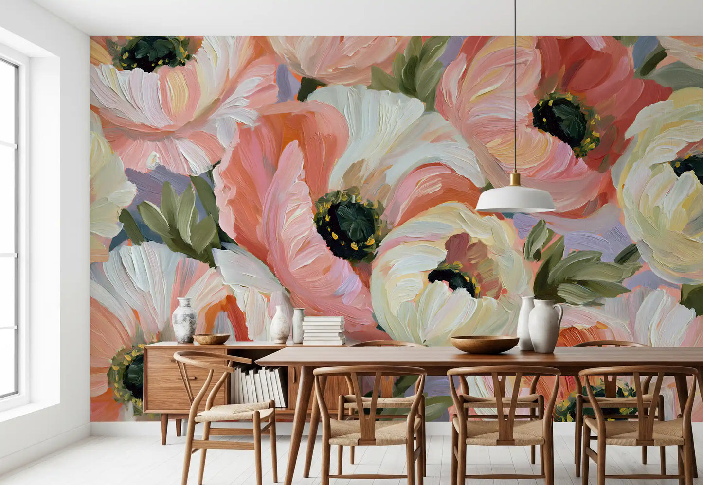 Impressionist Poppy Bloom Field Wall Mural