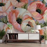 Impressionist Poppy Bloom Field Wall Mural