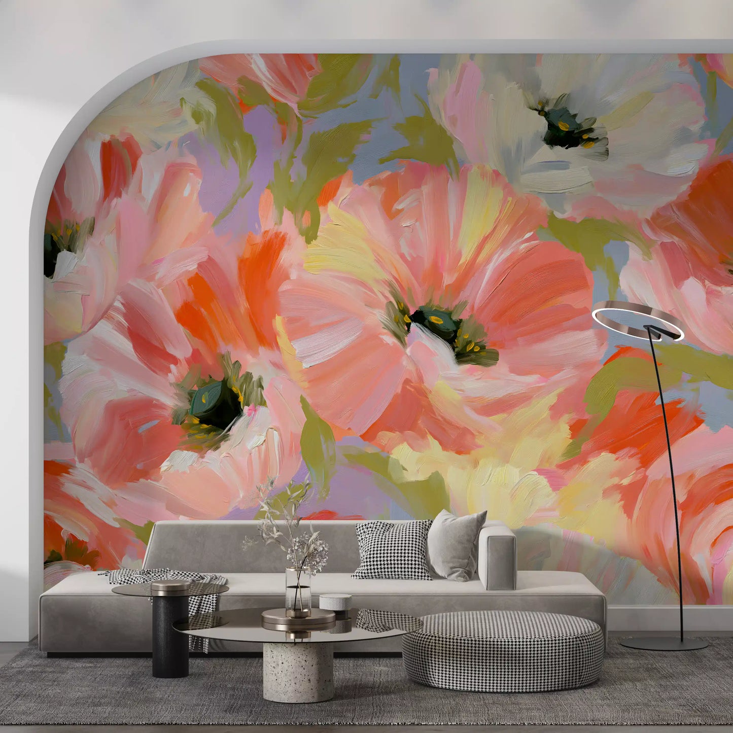 Impressionist Poppy Garden Wall Mural