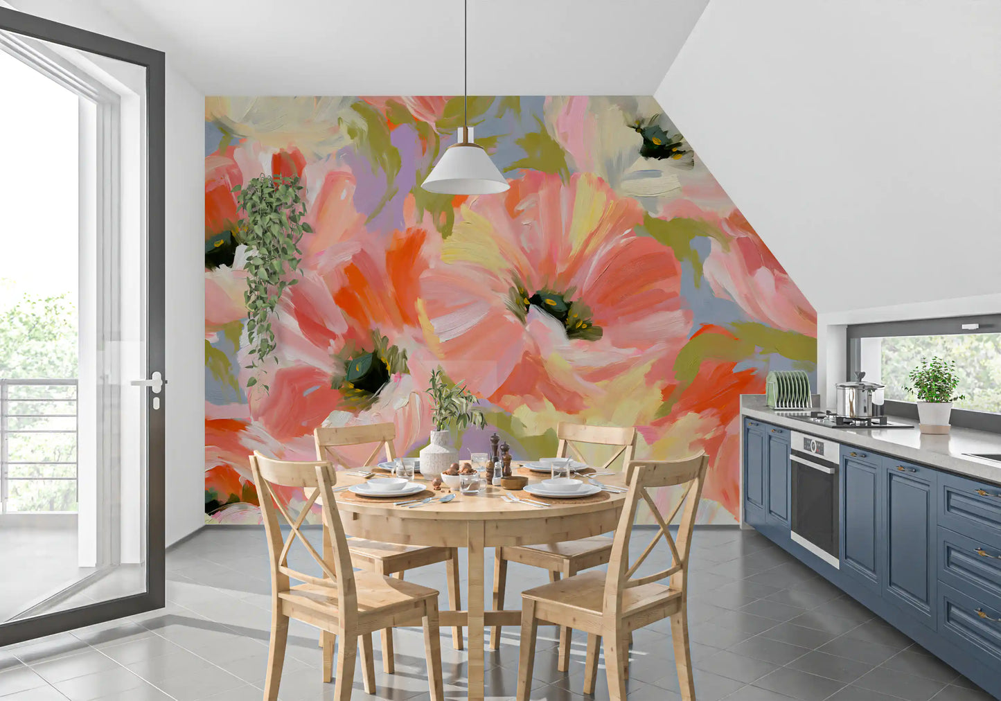 Impressionist Poppy Garden Wall Mural