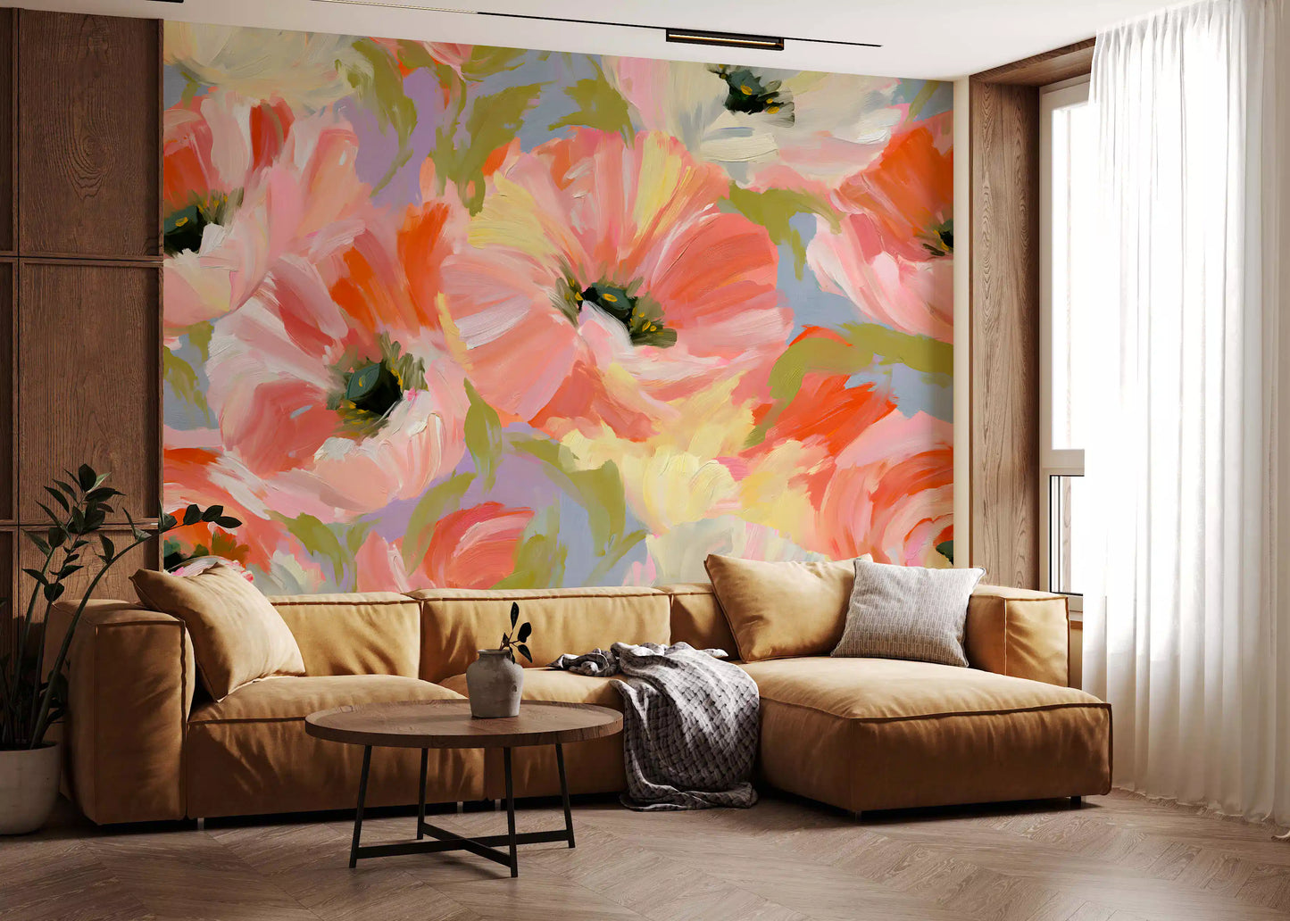 Impressionist Poppy Garden Wall Mural