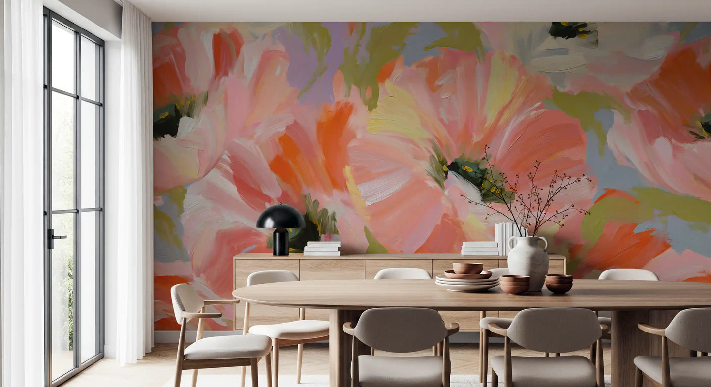 Impressionist Poppy Garden Wall Mural