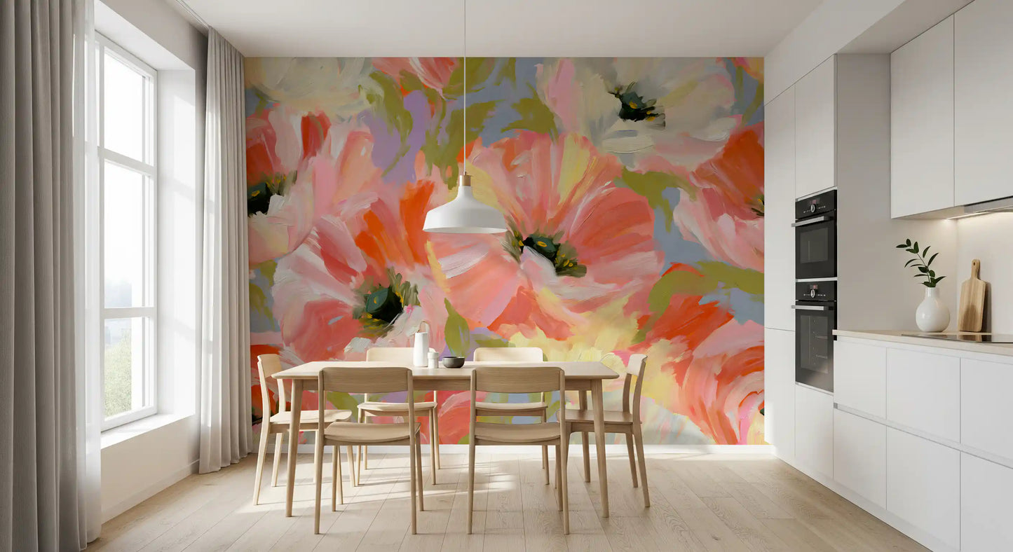 Impressionist Poppy Garden Wall Mural