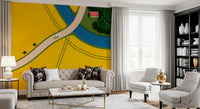 Country Road Through Golden Fields Wall Mural