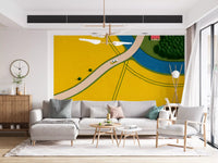 Country Road Through Golden Fields Wall Mural