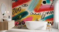Vibrant Abstract Brushstroke Expression Wall Mural