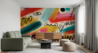 Vibrant Abstract Brushstroke Expression Wall Mural