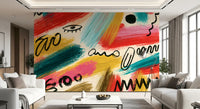 Vibrant Abstract Brushstroke Expression Wall Mural