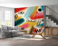 Vibrant Abstract Brushstroke Expression Wall Mural