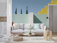 Minimalist Mediterranean Geometric Facade Wall Mural