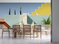 Minimalist Mediterranean Geometric Facade Wall Mural