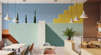 Minimalist Mediterranean Geometric Facade Wall Mural