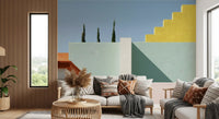 Minimalist Mediterranean Geometric Facade Wall Mural