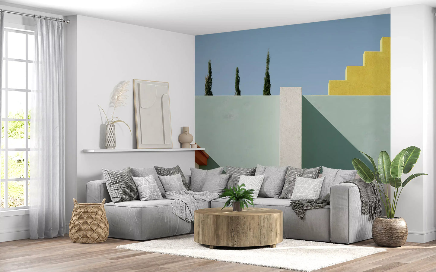 Minimalist Mediterranean Geometric Facade Wall Mural