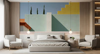 Minimalist Mediterranean Geometric Facade Wall Mural