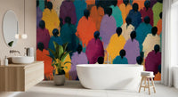 Impasto Figures in Vibrant Hues Wall Mural