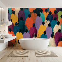 Impasto Figures in Vibrant Hues Wall Mural