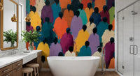 Impasto Figures in Vibrant Hues Wall Mural