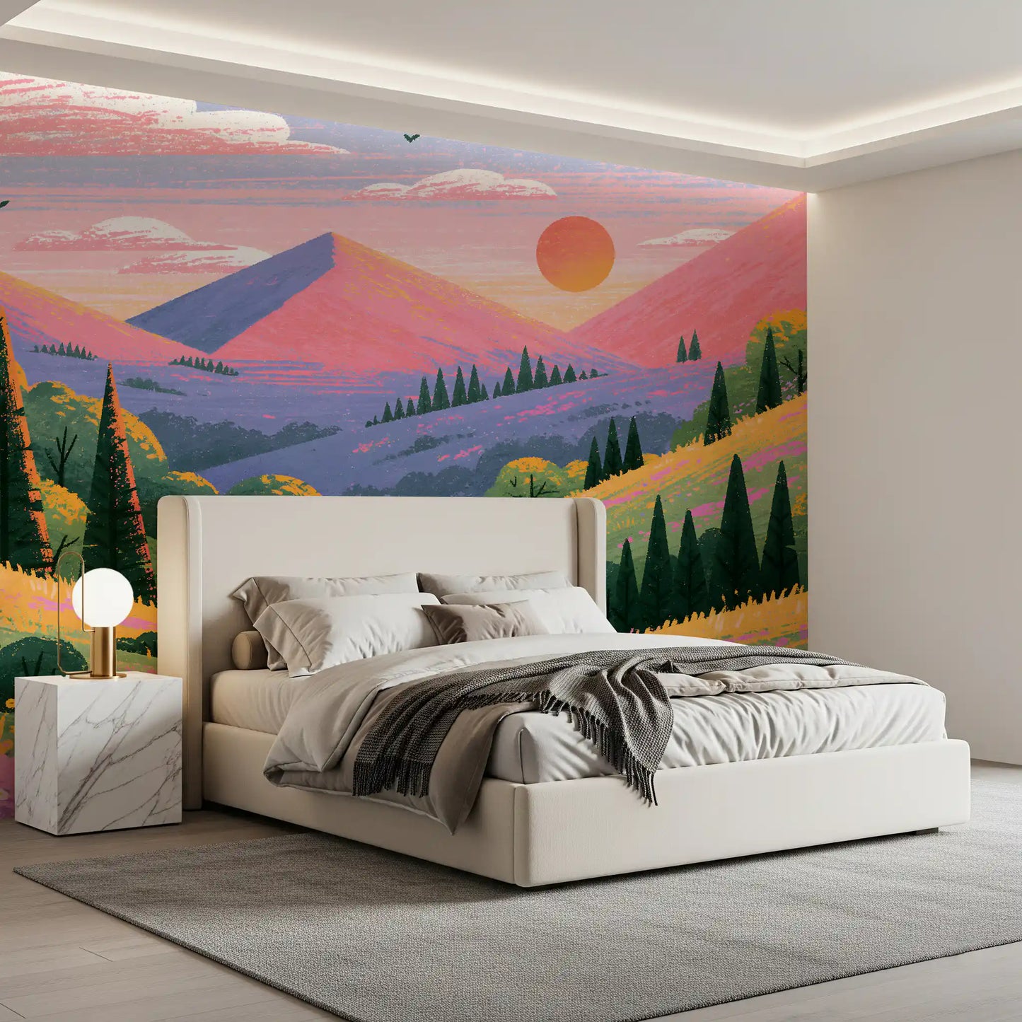 Serene Mountain Valley Vista Wall Mural