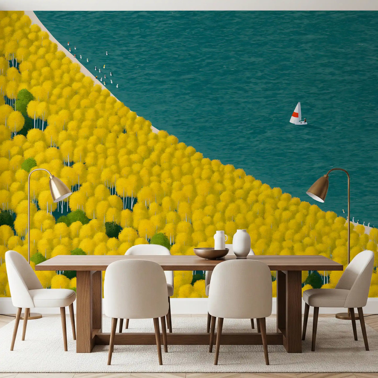 Isometric Autumn Sailing Journey Wall Mural