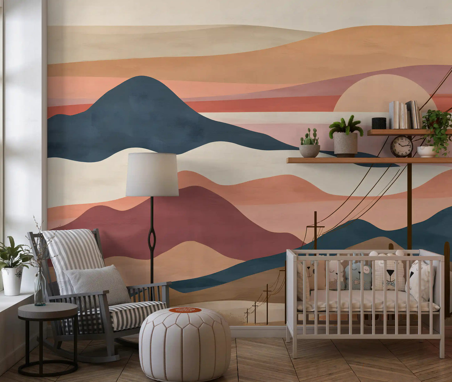 Desert Sunset Mountain Landscape Wall Mural