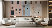 Mediterranean Harbor Pastel Facades Wall Mural