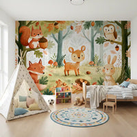 Forest Friends and Autumn Foliage Wall Mural