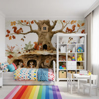 Forest Friends Treehouse Hideaway Wall Mural
