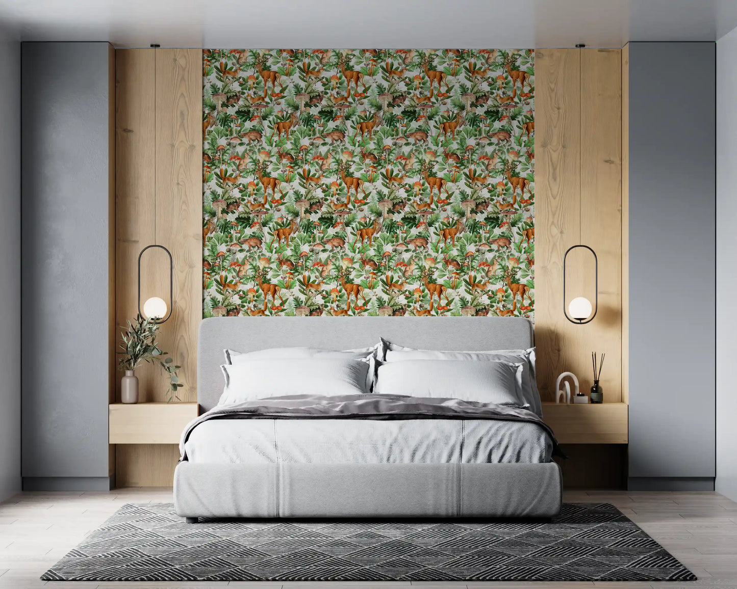 Rustic Forest Creatures and Fungi Tapestry Wallpaper⁠