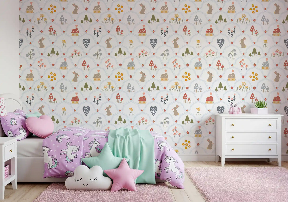 Fairytale Meadow in Blue Wallpaper⁠