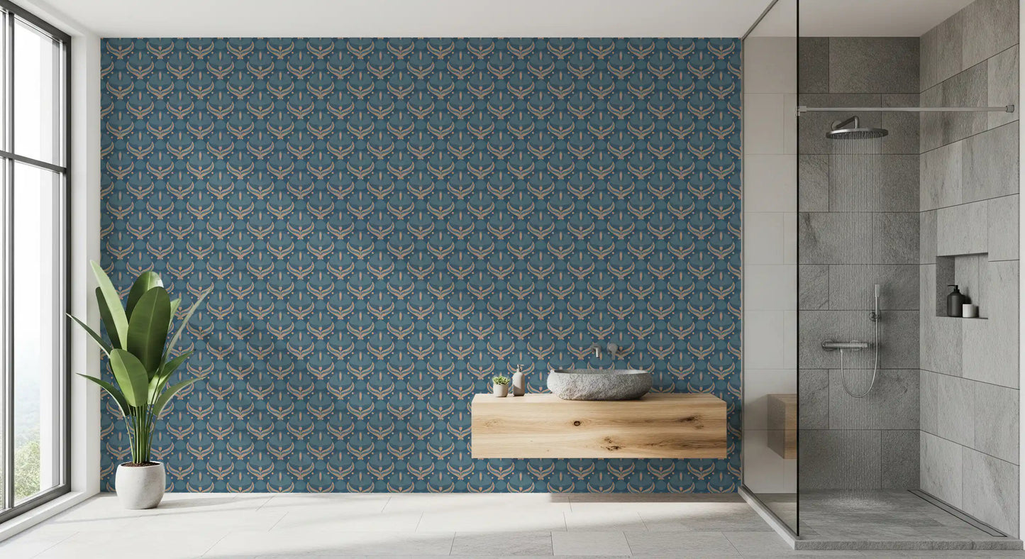Midnight Lotus Bloom Geometric Wallpaper⁠