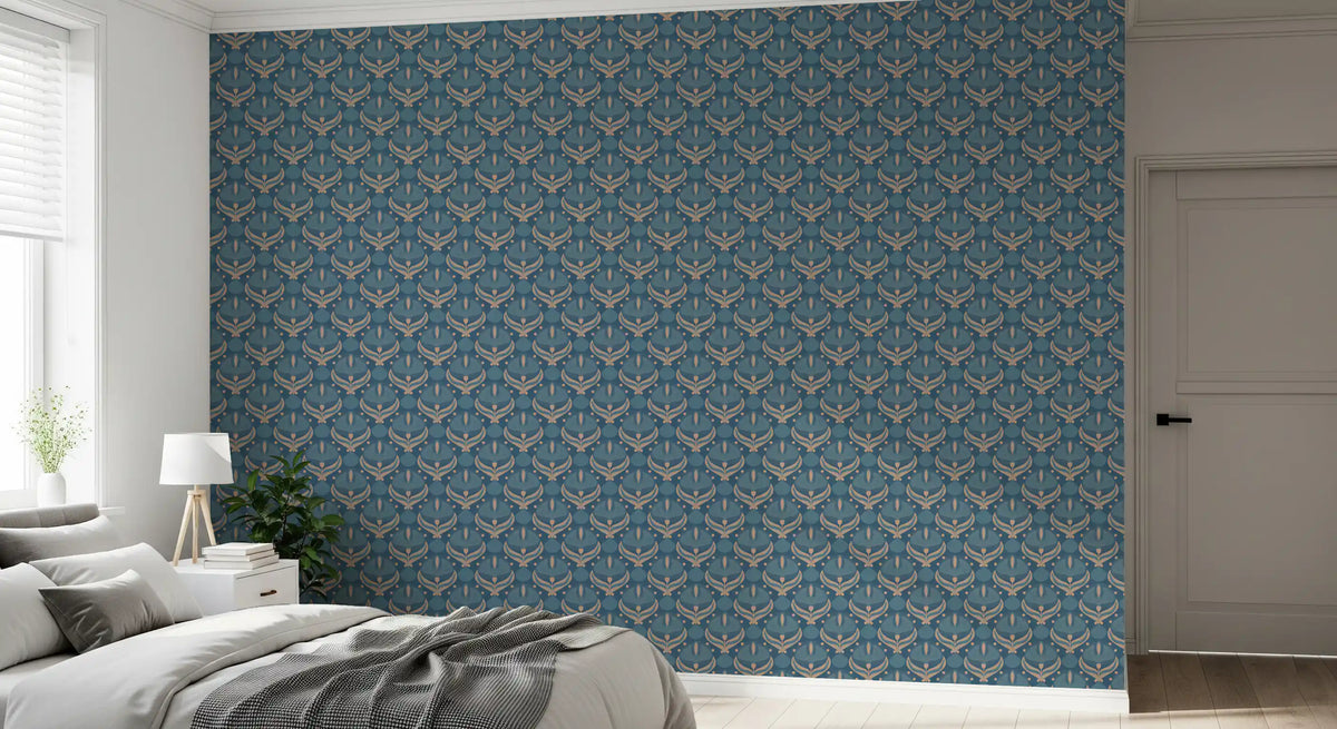 Midnight Lotus Bloom Geometric Wallpaper⁠