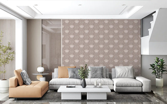 Minimalist Botanical Blossom Taupe Wallpaper⁠