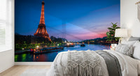 Parisian River Nightscape Wall Mural