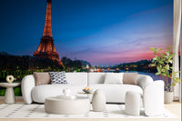Parisian River Nightscape Wall Mural
