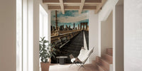 Brooklyn Bridge Pedestrian Walkway Skyline Wall Mural