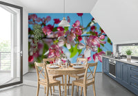 Pink Petals and Sky Blue Backdrop Wall Mural