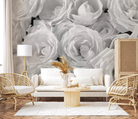 Abstract Petal Layers in Monochrome Wall Mural