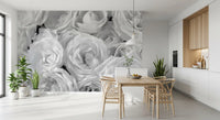 Abstract Petal Layers in Monochrome Wall Mural