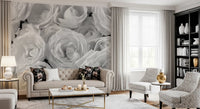 Abstract Petal Layers in Monochrome Wall Mural