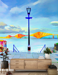 Riverside Bridge Architectural View Wall Mural