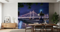 Riverside Night Archway Reflection Wall Mural