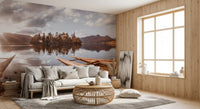 Autumn Lakeside Sunset Reflection Wall Mural