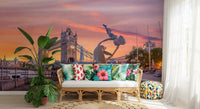 Evening Fountain at Tower Bridge Wall Mural
