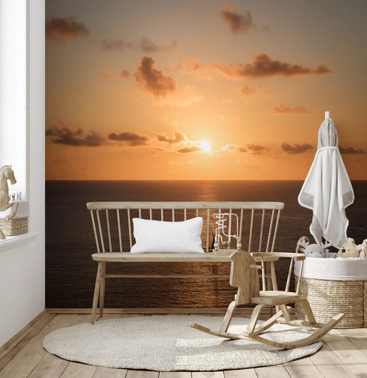 Amber Horizon Maritime View Wall Mural