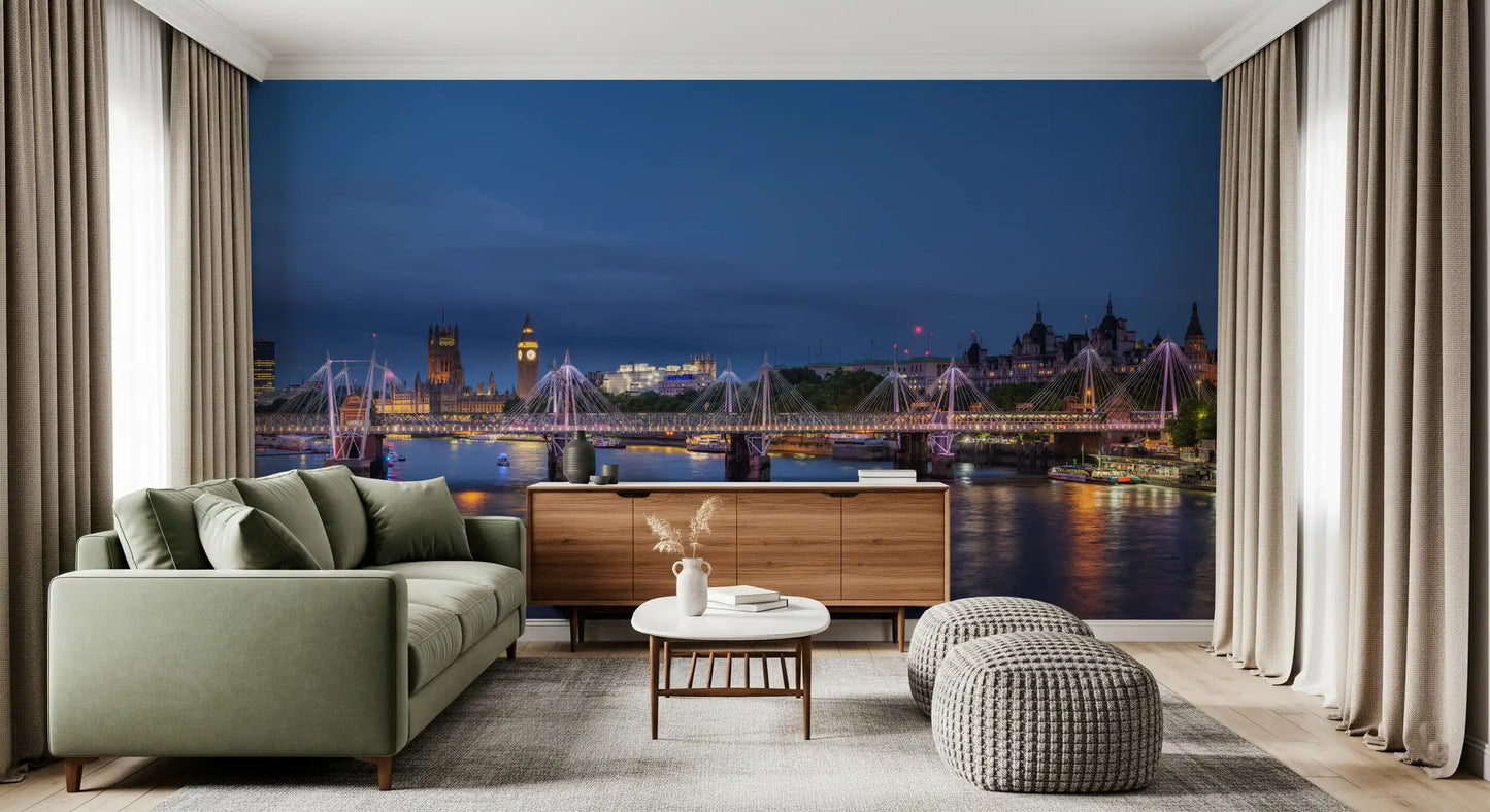 Evening Lights over the River Thames Wall Mural